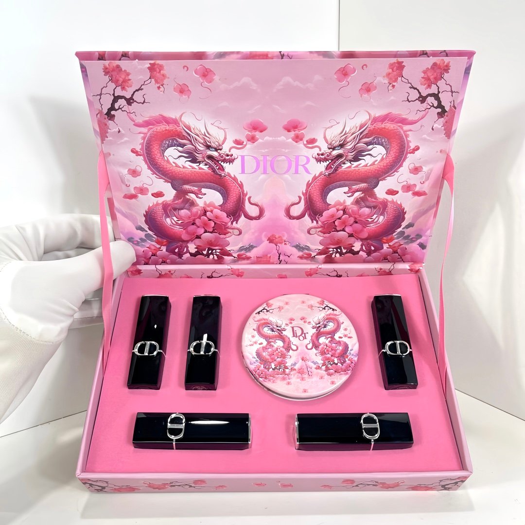 Dior Peach Blossom Dragon lipstick sample set of five (containing: 1.5g × 5 with makeup mirror)